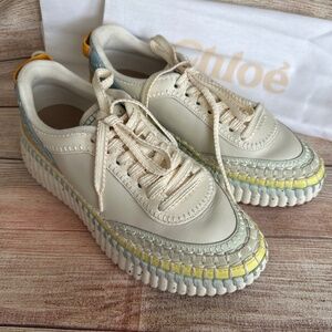 Chloe Cream and Yellow Sneakers
